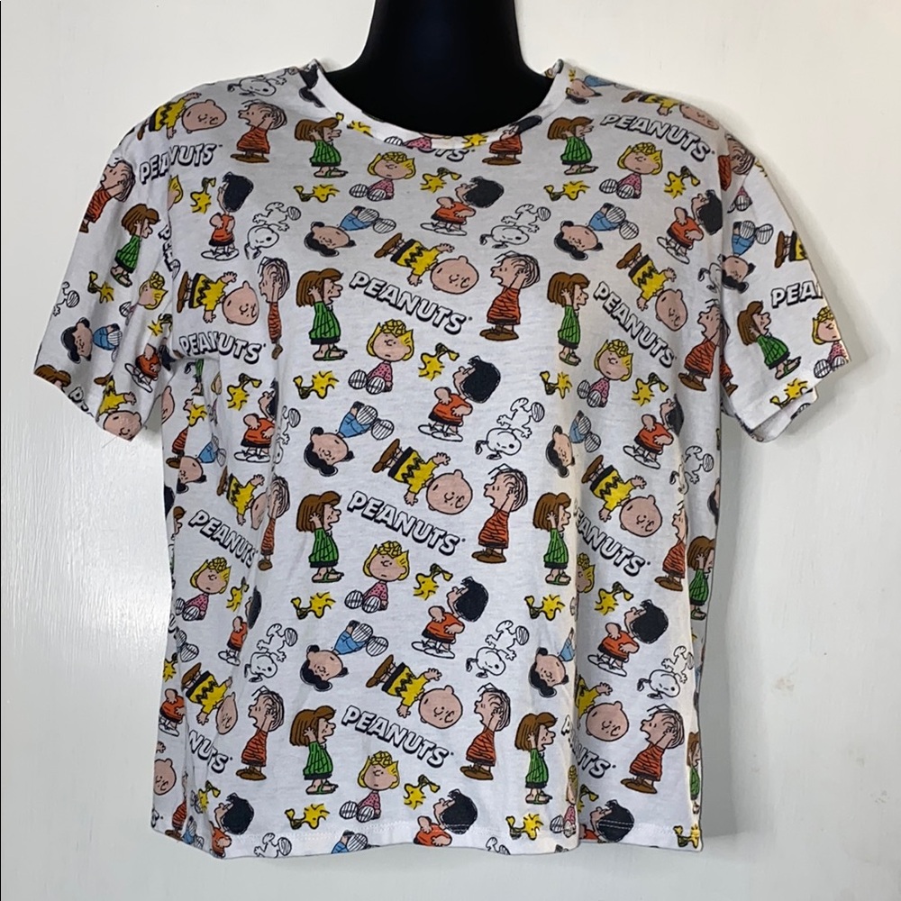 Peanuts Charlie Brown Women’s Cropped Graphic T-Shirt - White L